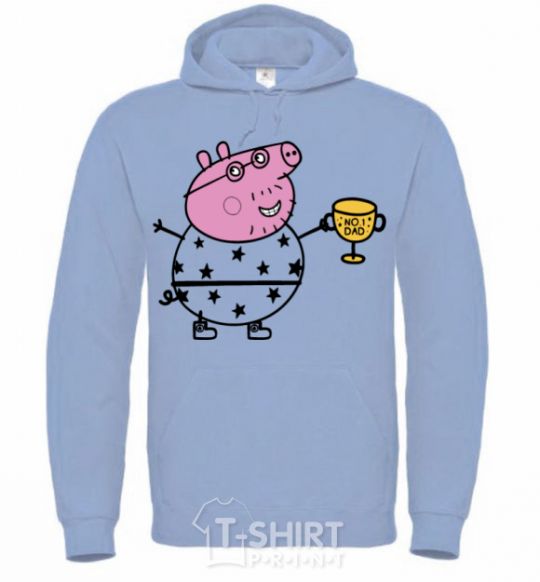 Men`s hoodie Daddy Pig Number One sky-blue фото