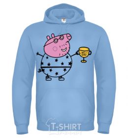 Men`s hoodie Daddy Pig Number One sky-blue фото