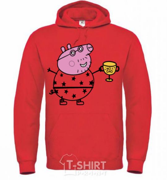 Men`s hoodie Daddy Pig Number One bright-red фото