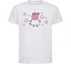 Kids T-shirt Mama Pig in Flowers White фото