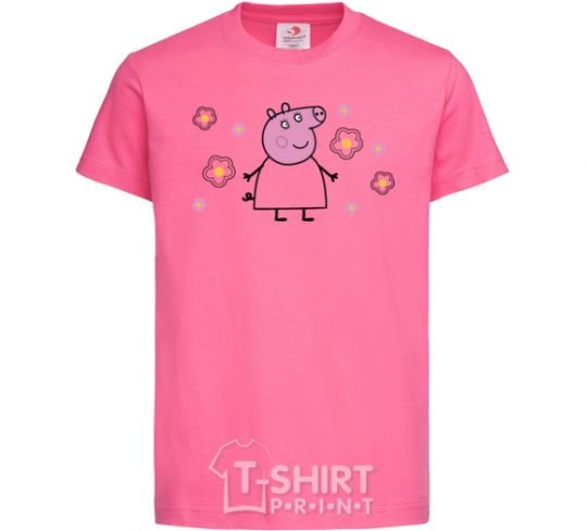 Kids T-shirt Mama Pig in Flowers heliconia фото