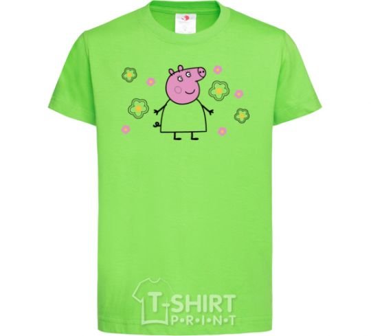 Kids T-shirt Mama Pig in Flowers orchid-green фото