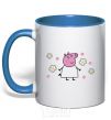 Mug with a colored handle Mama Pig in Flowers royal-blue фото