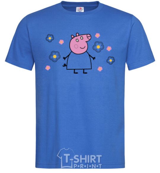 Men's T-Shirt Mama Pig in Flowers royal-blue фото