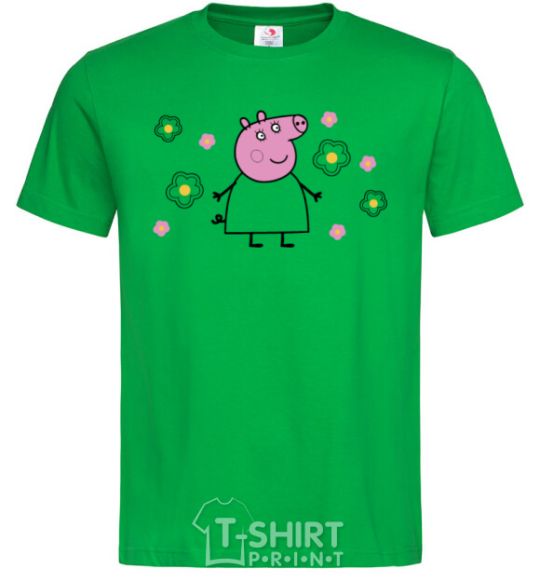 Men's T-Shirt Mama Pig in Flowers kelly-green фото