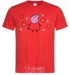 Men's T-Shirt Mama Pig in Flowers red фото
