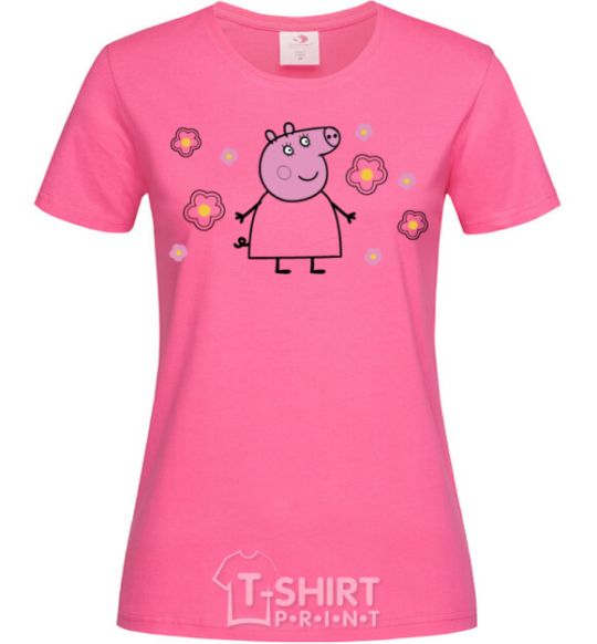 Женская футболка Мама Свинка в цветах Ярко-розовый фото