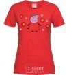 Women's T-shirt Mama Pig in Flowers red фото