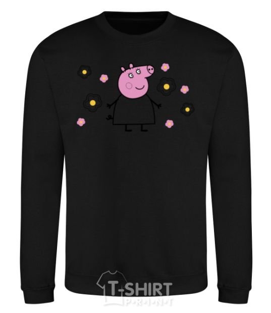 Sweatshirt Mama Pig in Flowers black фото