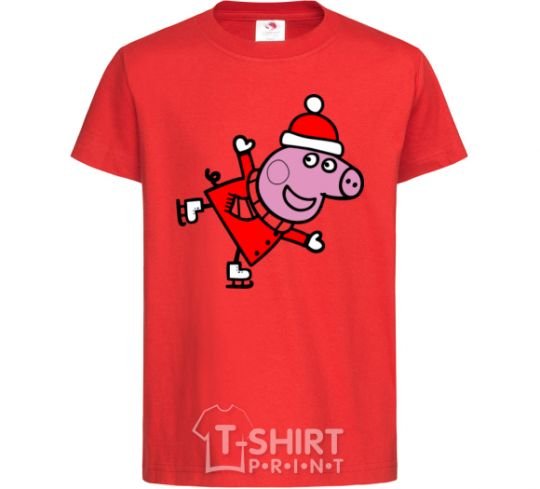 Kids T-shirt Peppa on skates red фото