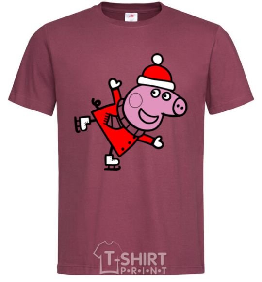 Men's T-Shirt Peppa on skates burgundy фото