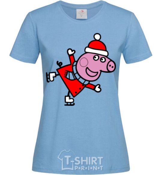 Women's T-shirt Peppa on skates sky-blue фото