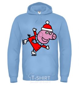 Men`s hoodie Peppa on skates sky-blue фото