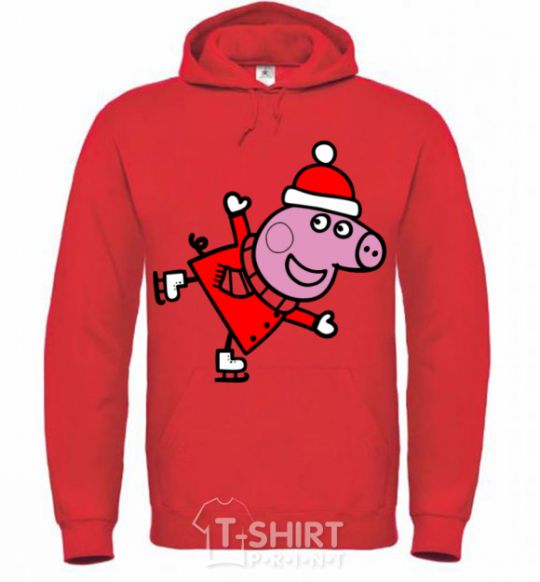 Men`s hoodie Peppa on skates bright-red фото