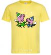 Men's T-Shirt Peppa and George are playing snowballs cornsilk фото