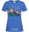 Women's T-shirt Peppa and George are playing snowballs royal-blue фото