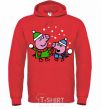 Men`s hoodie Peppa and George are playing snowballs bright-red фото
