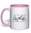 Mug with a colored handle Beasts in the sandbox light-pink фото