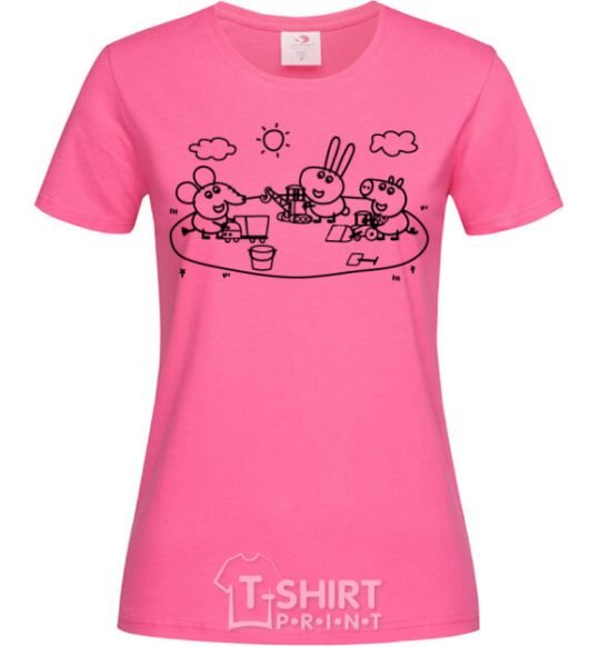 Женская футболка Звери в песочнице Ярко-розовый фото