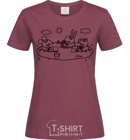 Women's T-shirt Beasts in the sandbox burgundy фото