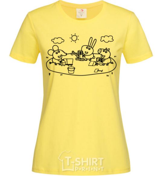 Женская футболка Звери в песочнице Лимонный фото