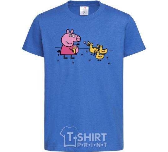 Kids T-shirt Peppa feeds the ducklings royal-blue фото