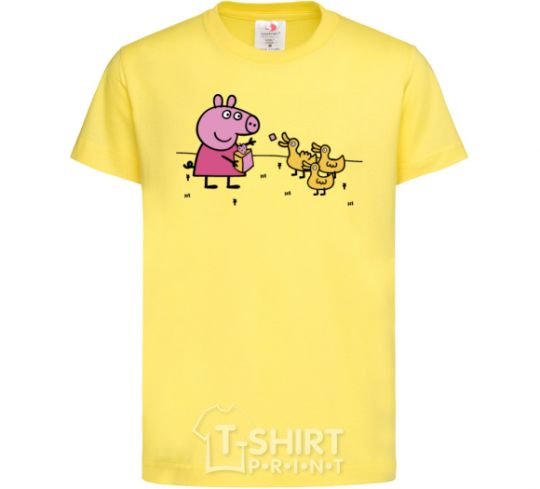 Kids T-shirt Peppa feeds the ducklings cornsilk фото