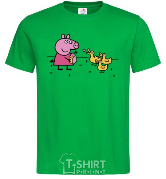Men's T-Shirt Peppa feeds the ducklings kelly-green фото