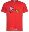 Men's T-Shirt Peppa feeds the ducklings red фото