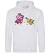 Men`s hoodie Peppa feeds the ducklings sport-grey фото