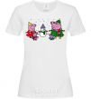 Women's T-shirt The family made a snowman White фото