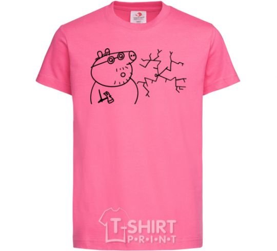 Детская футболка Папа Свин и гвоздь Ярко-розовый фото