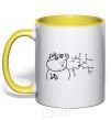 Mug with a colored handle Daddy Pig and Nail yellow фото