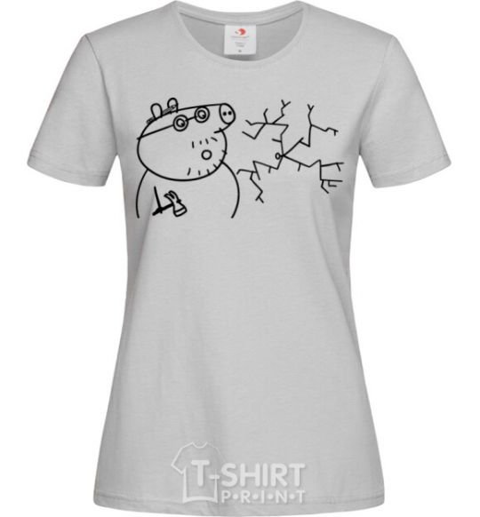 Women's T-shirt Daddy Pig and Nail grey фото