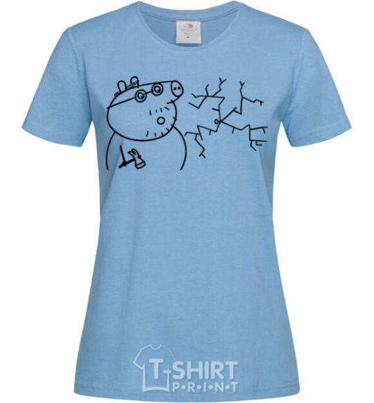 Women's T-shirt Daddy Pig and Nail sky-blue фото