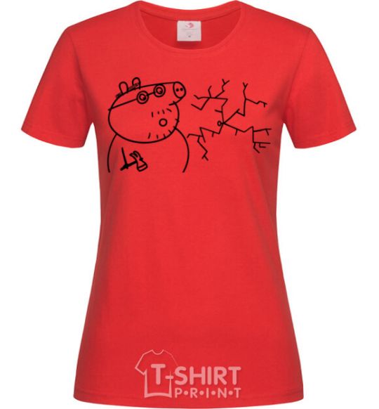 Women's T-shirt Daddy Pig and Nail red фото