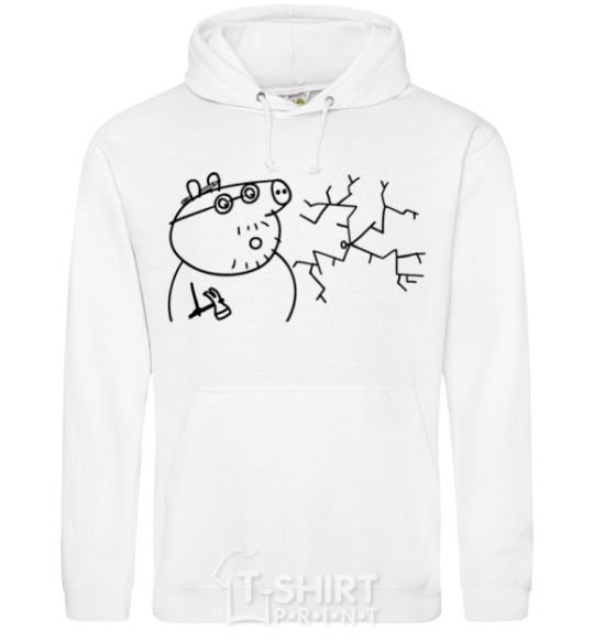 Men`s hoodie Daddy Pig and Nail White фото