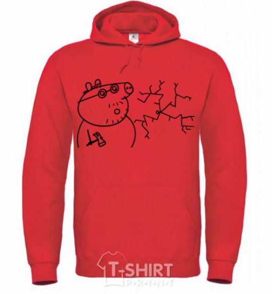 Men`s hoodie Daddy Pig and Nail bright-red фото
