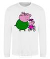 Sweatshirt Papa Pig teaches how to ride a bike. White фото