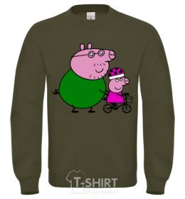 Sweatshirt Papa Pig teaches how to ride a bike. sand фото