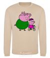 Sweatshirt Papa Pig teaches how to ride a bike. sand фото