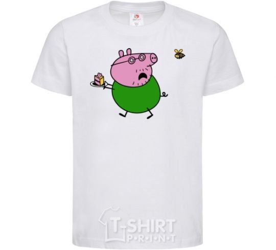 Kids T-shirt Papa Pig and cake White фото