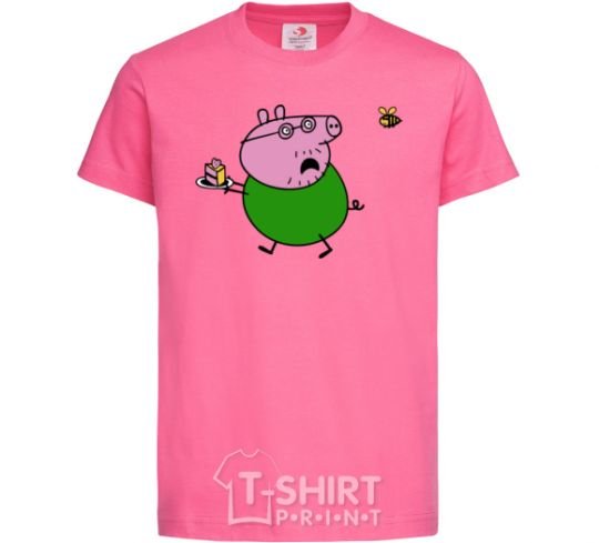 Детская футболка Папа Свин и тортик Ярко-розовый фото
