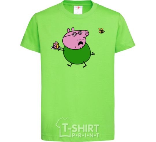 Kids T-shirt Papa Pig and cake orchid-green фото