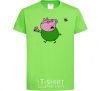 Kids T-shirt Papa Pig and cake orchid-green фото