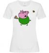 Women's T-shirt Papa Pig and cake White фото