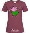 Women's T-shirt Papa Pig and cake burgundy фото
