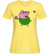 Women's T-shirt Papa Pig and cake cornsilk фото