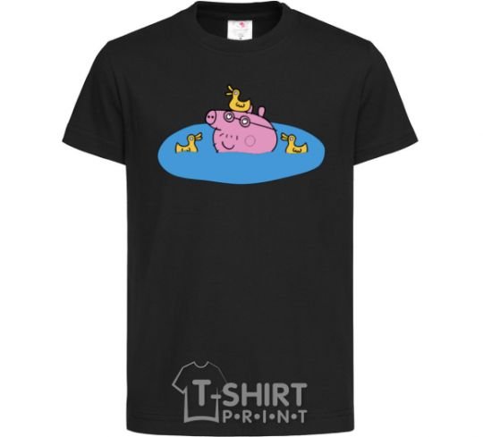 Kids T-shirt Papa Pig and the Ducks black фото