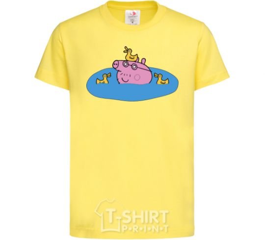 Kids T-shirt Papa Pig and the Ducks cornsilk фото